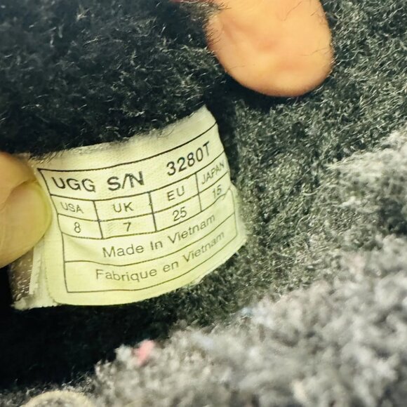UGG Mini Bailey Bow  Faux Fur Lined Boot Black Girls Size 8 - Picture 6 of 6